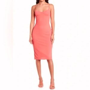 Afrm Dresses | Afrm Calypso Coral Spaghetti Strap Midi Bodycon Mesh Dress Size L